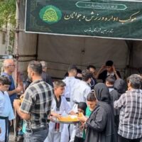 برپایی موکب پذیرایی از عزاداران حسینی جامعه ورزش و جوانان شهرستان قدس